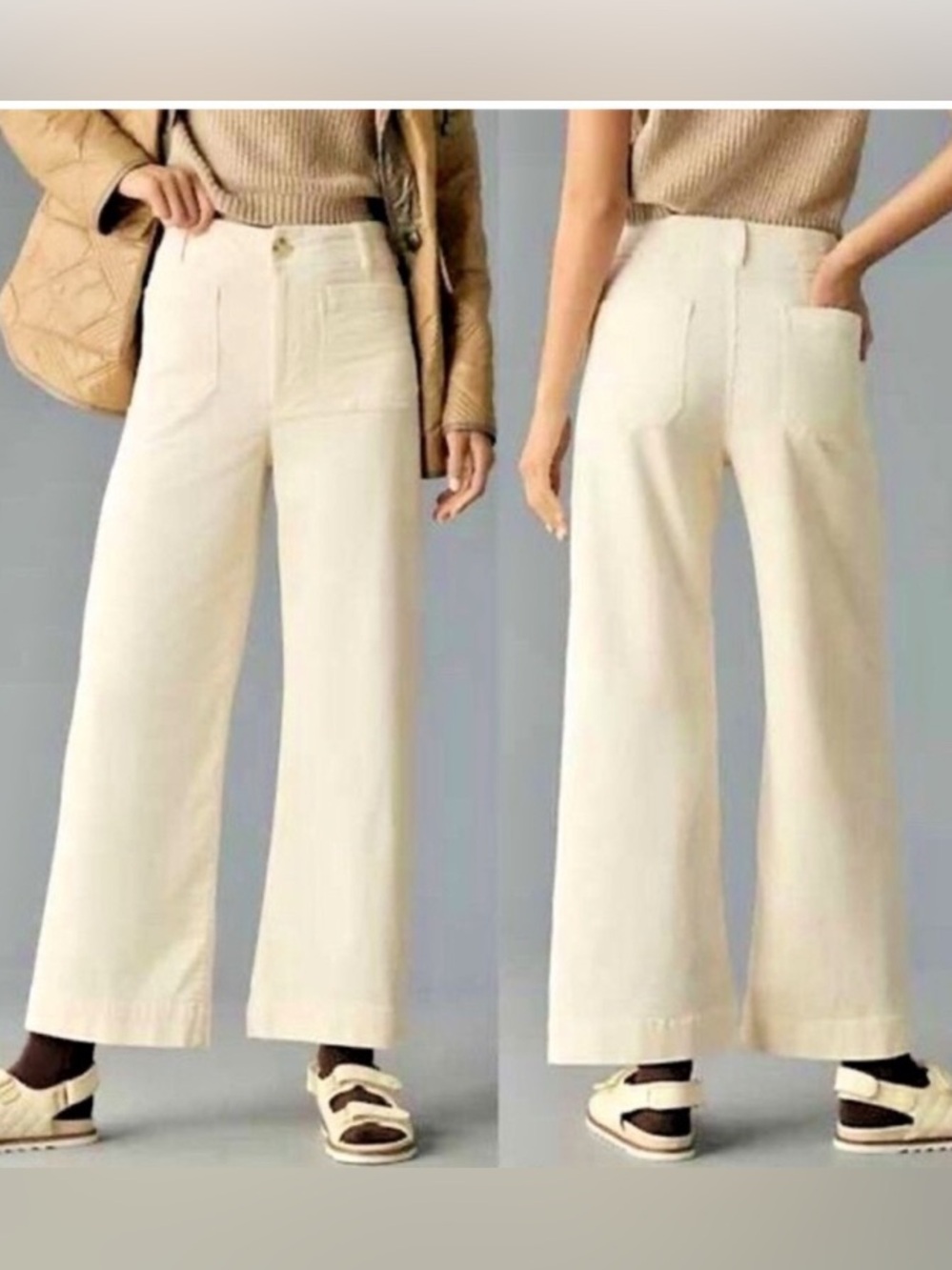 Maeve Colette Cropped Wide-Leg Corduroy Pants